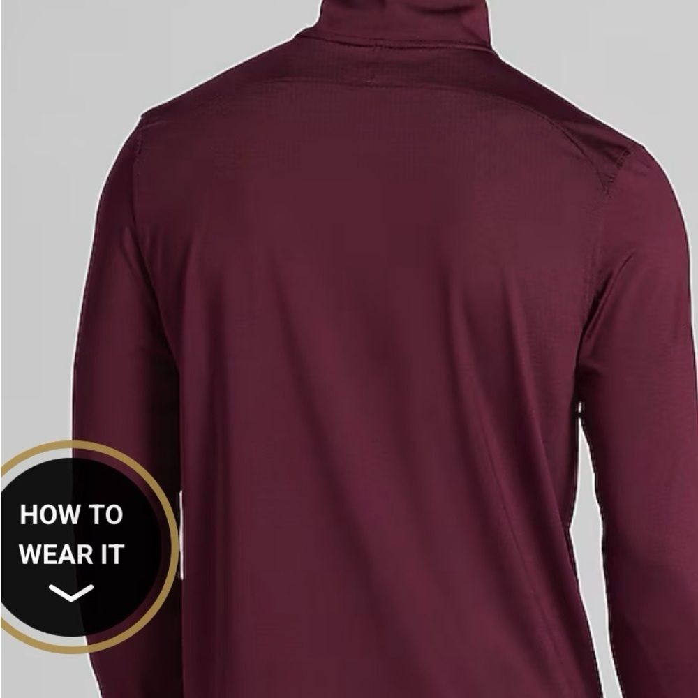 🎭 3/$20 JOS. A. Bank Traveler Quarter Zip Pullover (Ron) Burgundy L NWOT - Picture 5 of 5